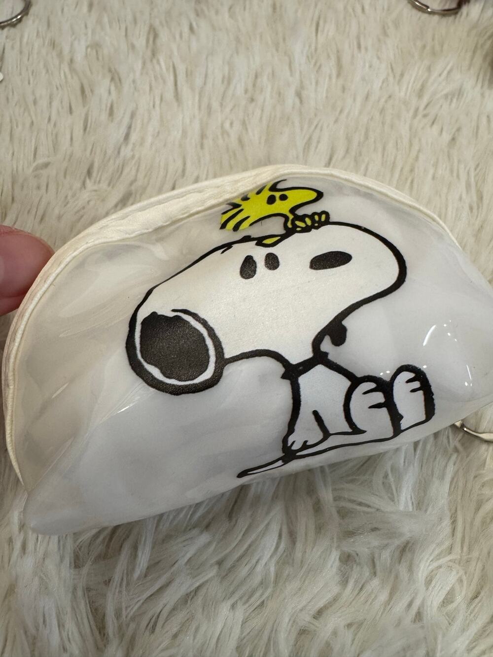 Snoopy & Woodstock transparent coin purse keychain white zipper